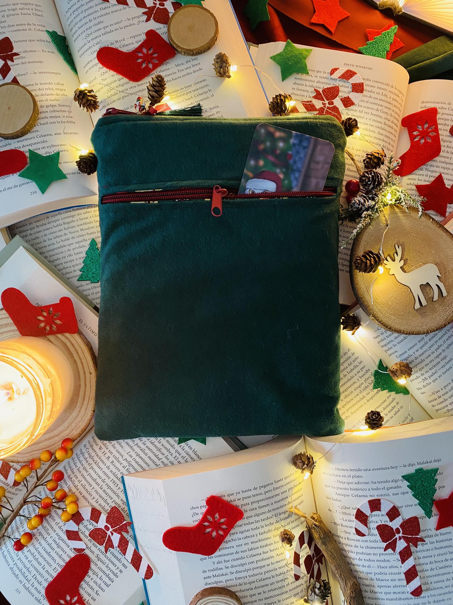 Funda artesanal grande para libros y tablets de Libros y Sueños + marcapáginas de regalo, funda de algodón ecológico, acolchada.