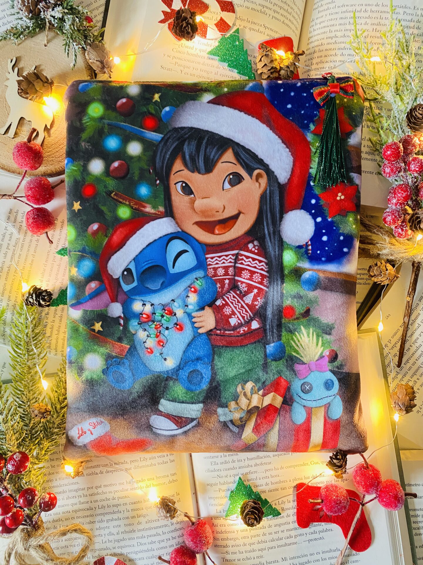 Funda saco grande velvet Lilo y Stitch Navidad - Acariciando Papel con ...