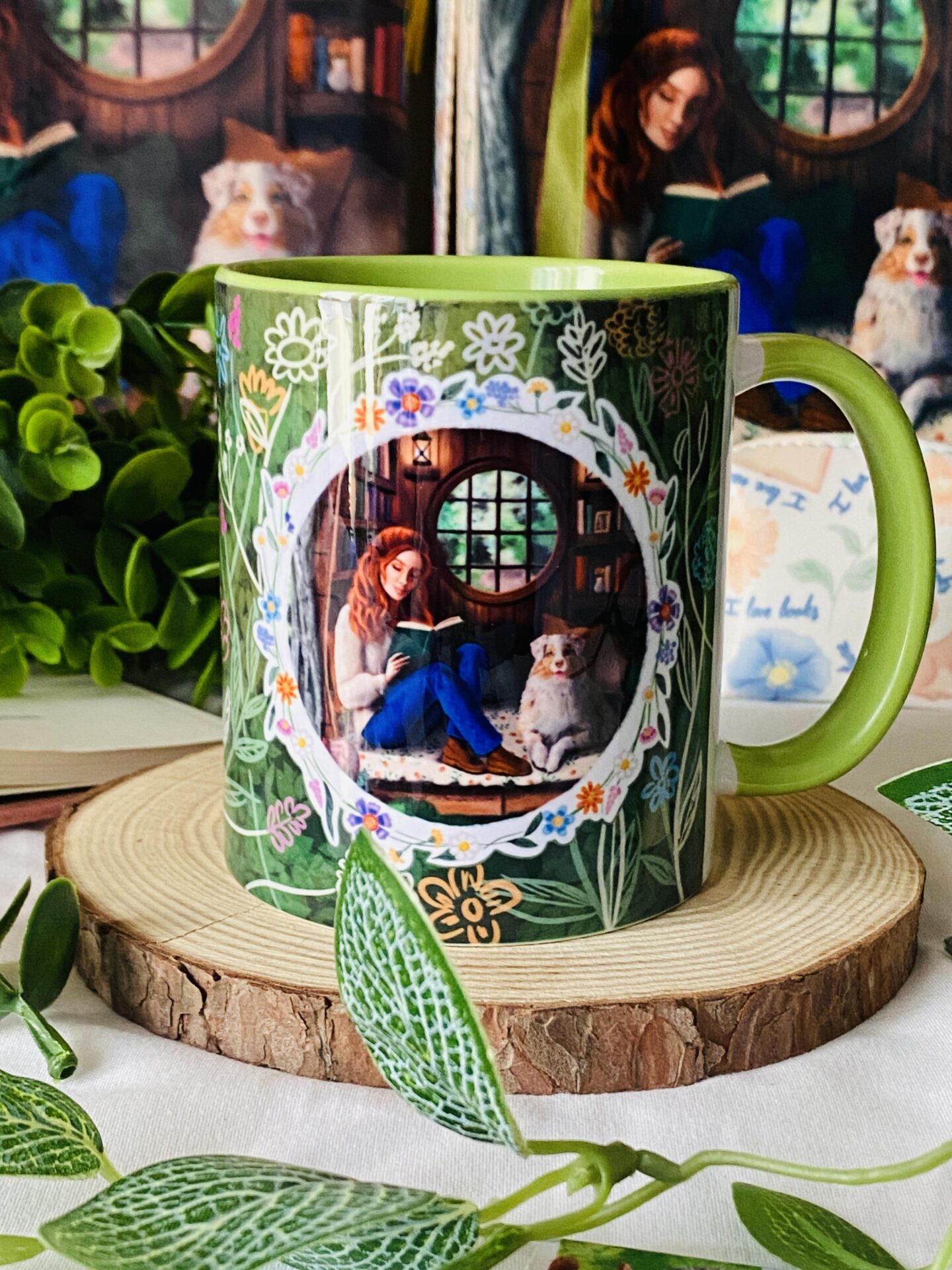Taza de cerámica Mi Rincón Literario. Ilustraciones realizadas por AcariciandoPapelConHistorias.